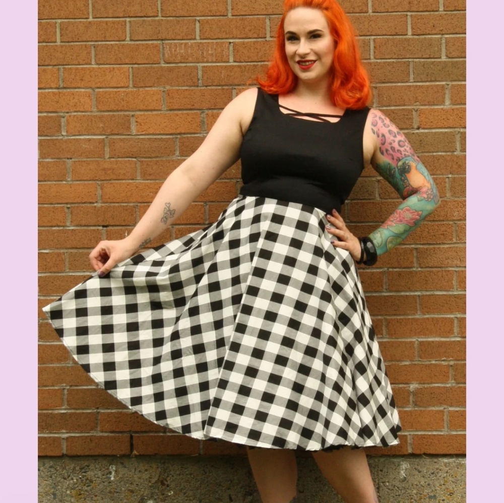 Black and White Checkered Women's Skirt
